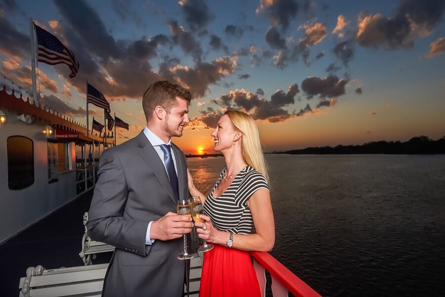 Savannah: Riverboat Sunset Cruise - Live music and the party vibe: DJ sets, dancing, and deck energy