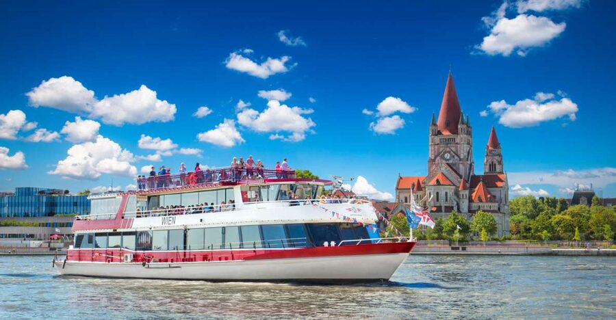 Vienna: Danube River Cruise w/ optional Viennese Specialties - Longer cruise: Prater woods, Freudenau Lock, and Danube Island